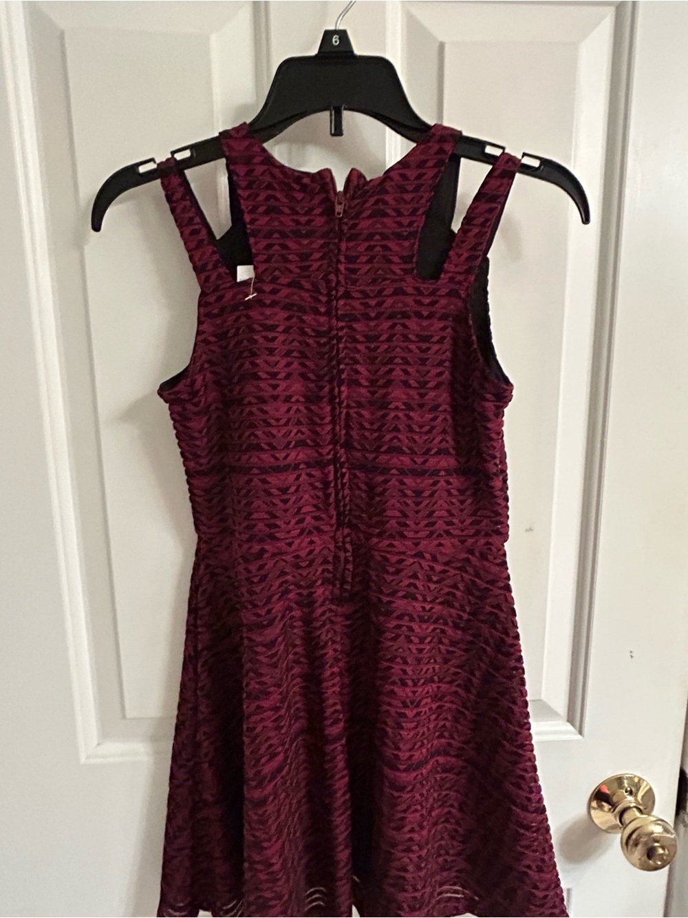 NWT-Girls The Children's Place Burgundy Textured Fit & Flare Dress - Picture 8 of 14